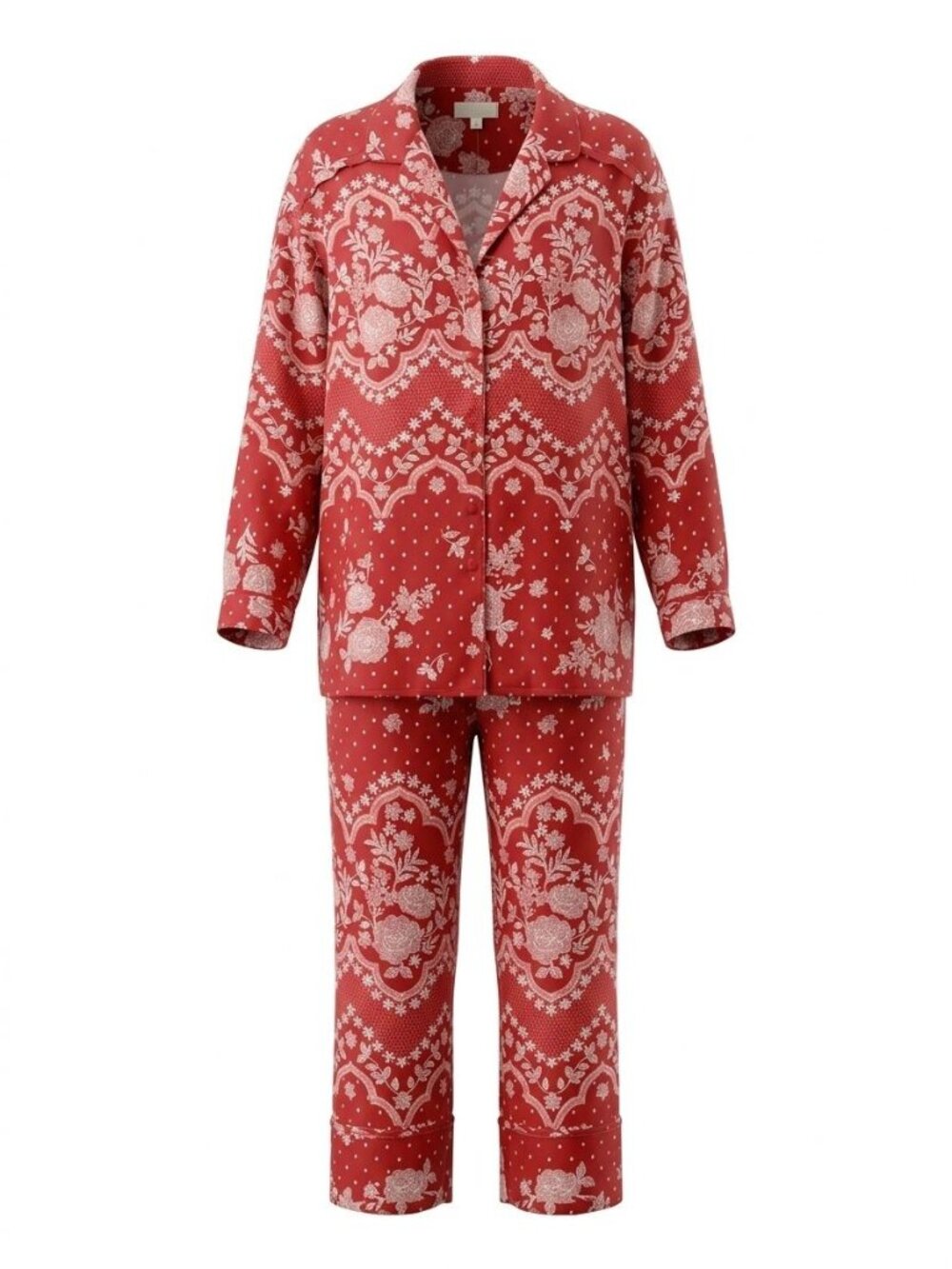 NWT Free People Intimately Dreamy Days 2 Pc Satin Pajama Set Sz XL Cherry Combo